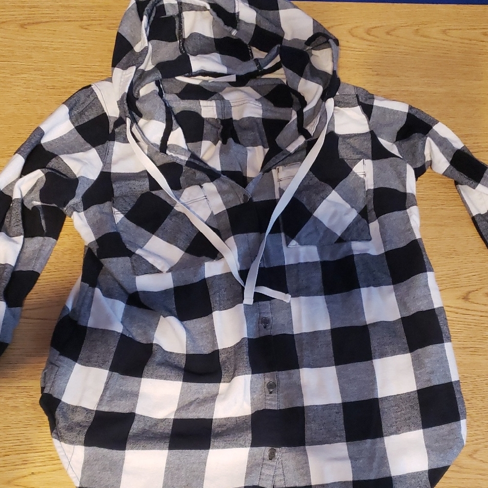 Columbia womens flannel button up with hood